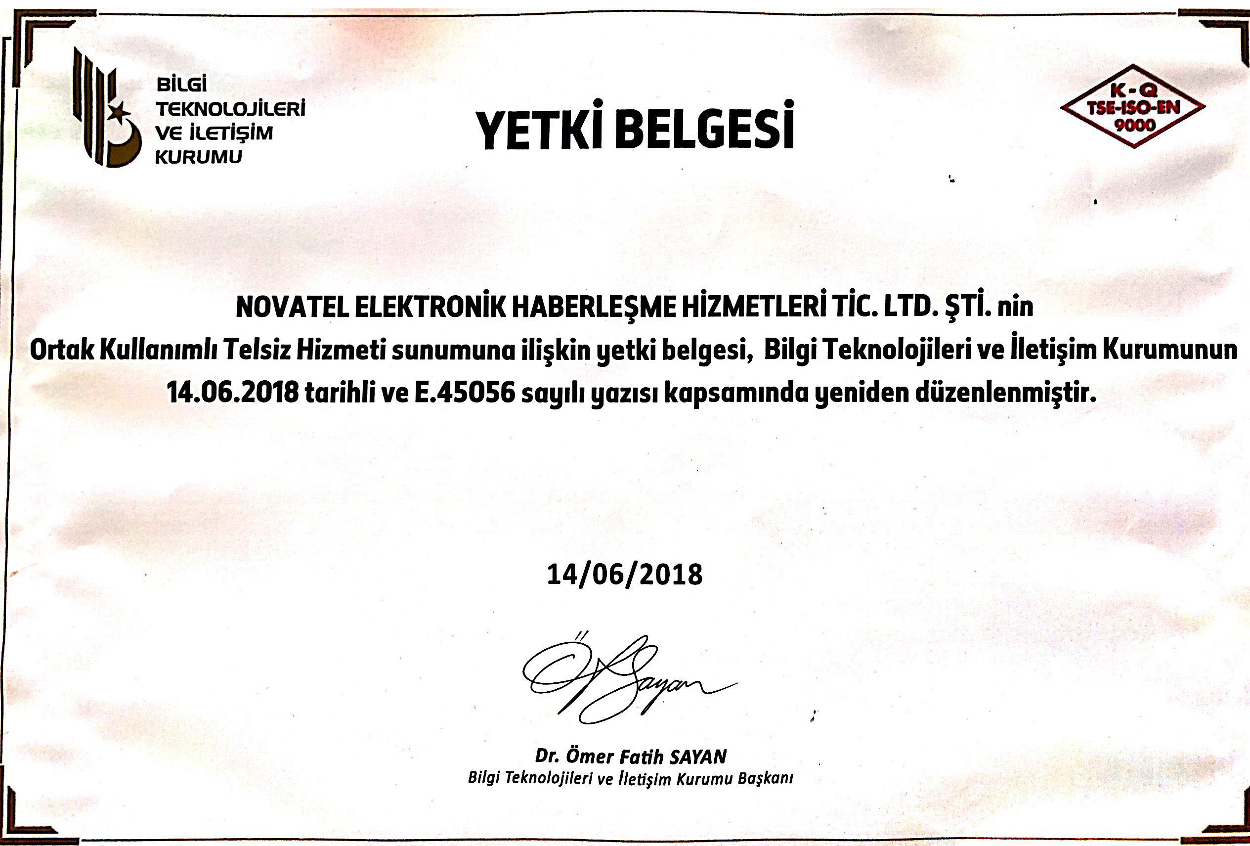 BTK OKTH Yetki Belgesi