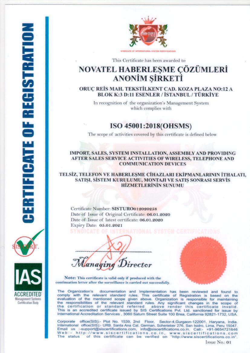 ISO 45001 Sertifikası Novatel